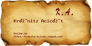 Kránitz Acicét névjegykártya